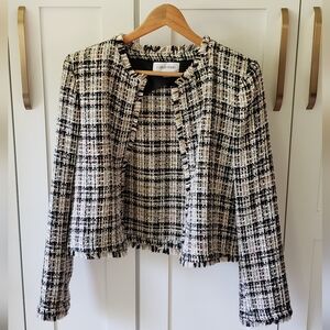Calvin Klein Blazer Womens 14P White Black Textured